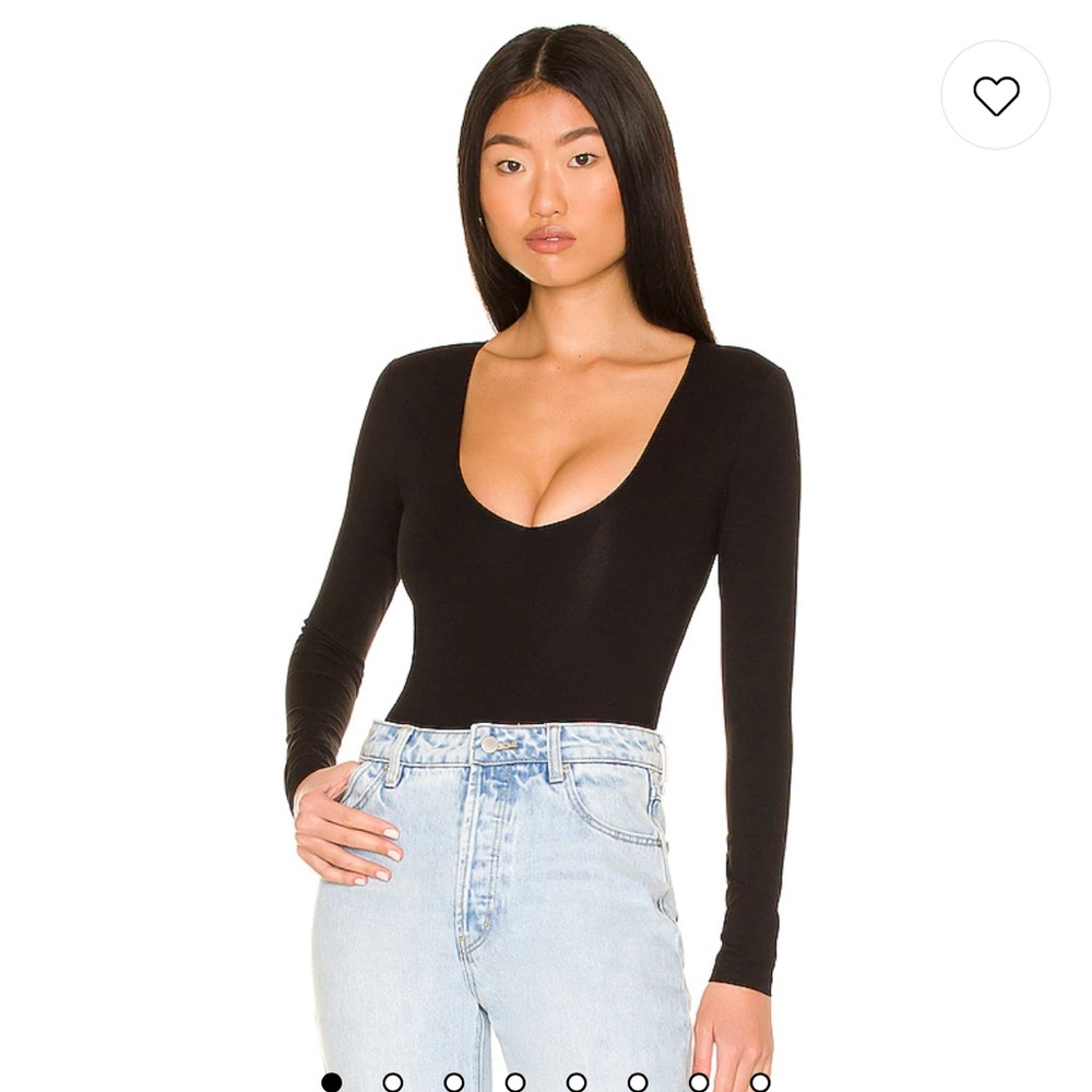 All The Way Deep V Neck Bodysuit in Black - Picture 3 of 8
